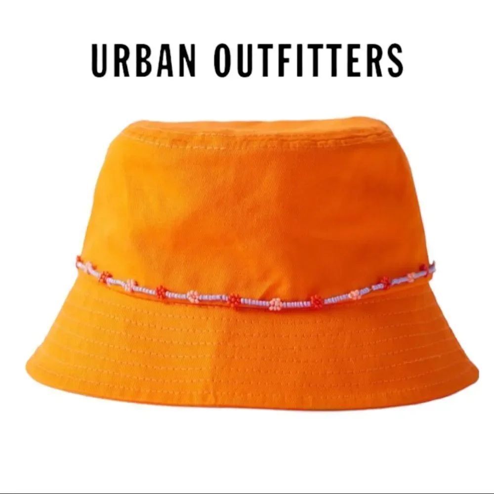 NEW Urban Outfitters UO Women's Daisy Beaded Trim Bucket Cap Hat